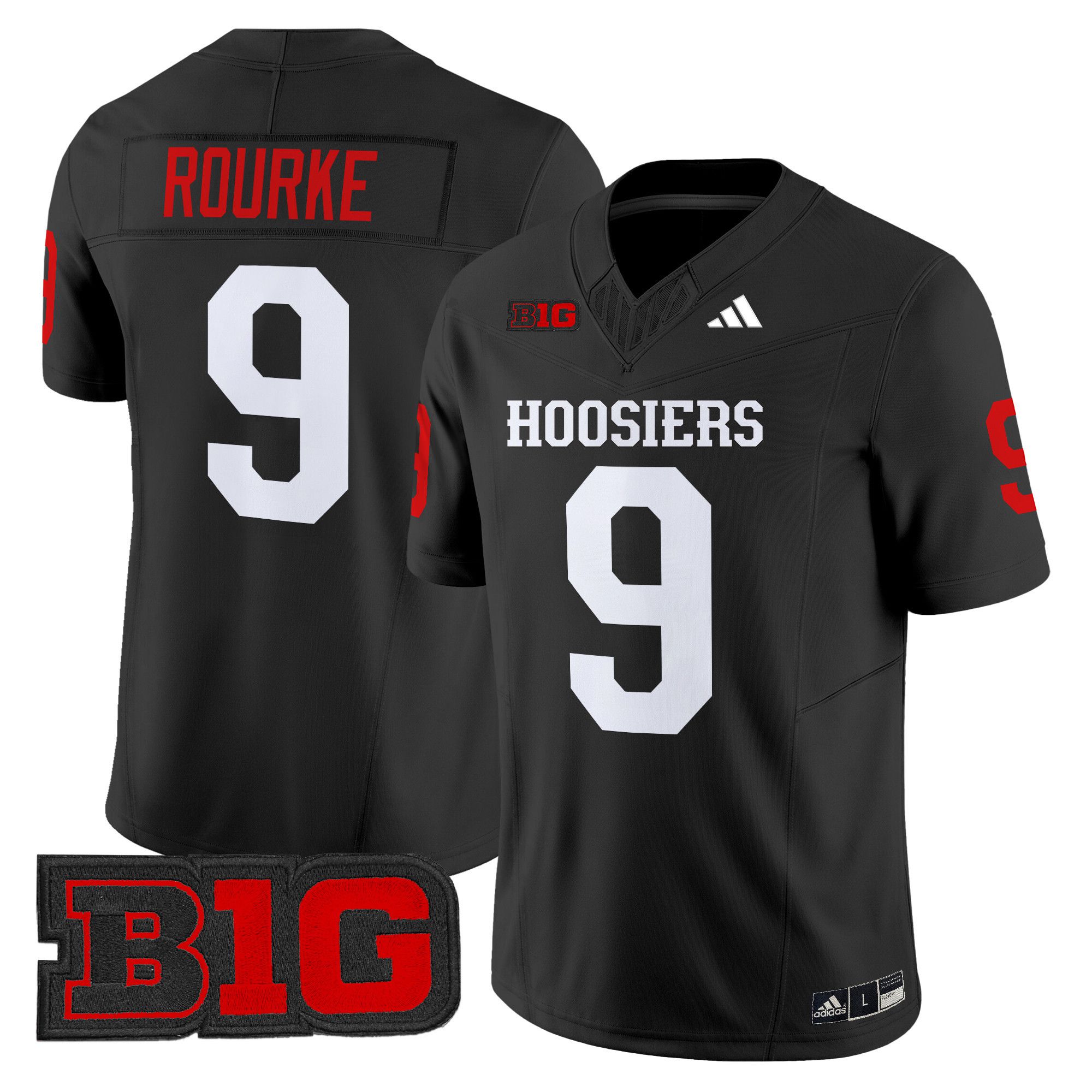 Men Indiana Hoosiers #9 Rourke Black 2024 Vapor Limited NCAA Jersey style 1